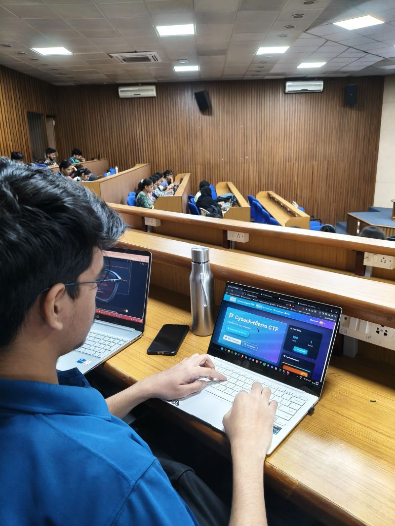 Participants solving challenges